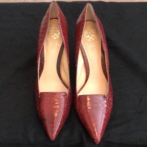 Vince Camuto Chianti Glazed Snake Burgundy Red 7.5 women